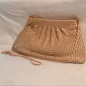 Pink Flat Square Beaded Elka Shoulder Strap Purse